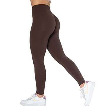 AUROLA Dream Collection Workout Leggings for Women High Waist Seamless Scrunch Athletic Running Gym Fitness Active Pants Java Coffee M
