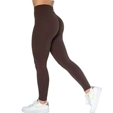 AUROLA Dream Collection Workout Leggings for Women High Waist Seamless Scrunch Athletic Running Gym Fitness Active Pants Java Coffee M