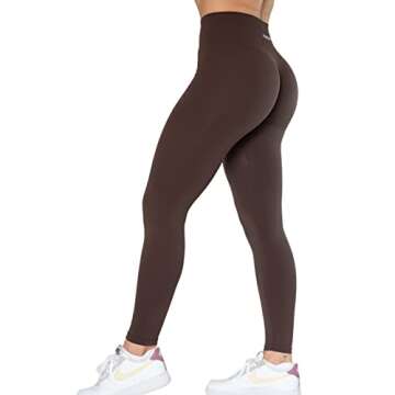 AUROLA Dream Collection Workout Leggings for Women High Waist Seamless Scrunch Athletic Running Gym Fitness Active Pants Java Coffee M