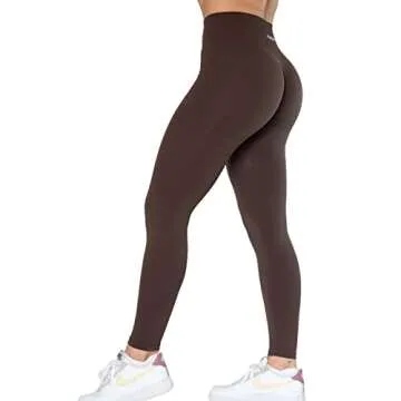 AUROLA Dream Collection Workout Leggings for Women High Waist Seamless Scrunch Athletic Running Gym Fitness Active Pants Java Coffee M