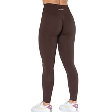 AUROLA Dream Collection Workout Leggings for Women High Waist Seamless Scrunch Athletic Running Gym Fitness Active Pants Java Coffee M
