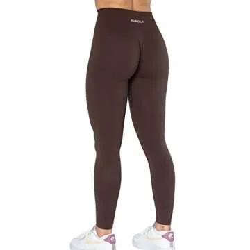 AUROLA Dream Collection Workout Leggings for Women High Waist Seamless Scrunch Athletic Running Gym Fitness Active Pants Java Coffee M