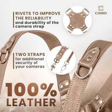 C Coiro Camera Harness for 2 Cameras – Dual Shoulder Leather Camera Strap – Double Camera Harness for DSLR/SLR, Camera Straps for Photographers of All Levels, Standard Straps/Color Beige