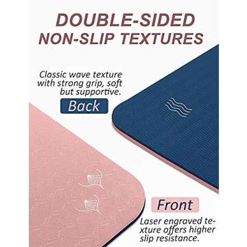 Yoga Mat with Strap, 1/3 Inch Extra Thick Double-sided Non Slip, Professional TPE Mats for Women Men...