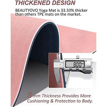 Yoga Mat with Strap, 1/3 Inch Extra Thick Double-sided Non Slip, Professional TPE Mats for Women Men, Workout Yoga, Pilates and Floor Exercises