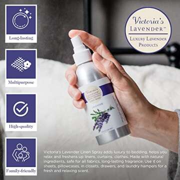 Victoria's Lavender Aromatherapy Pillow and Linen Spray - Soothing Lavender Essential Oil Mist, Bed ...