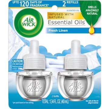 Air Wick Plug in Scented Oil Refill 2 ct - Fresh Linen Air Freshener with Essential Oils