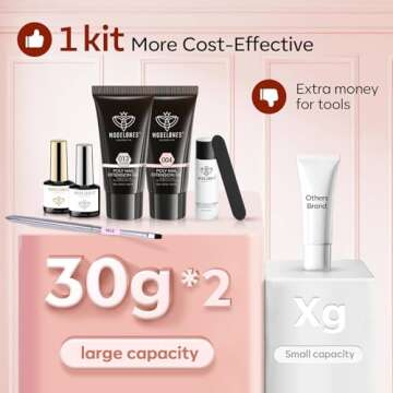 Modelones Poly Nail Gel Kit 30ml 2PCS With Slip Solution Extension Builder Enhancement Professional Starter Kit All-in-One Nail Technician French Kit
