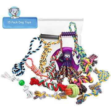 UPSKY Dog Rope Toys 15 Pack Dog Toys, Puppy Grinding Teething Chew Toys, Tug of War Toys for Puppy, Durable Chew Toys for Boredom, Dog Chew Toys for Puppy Small Dogs