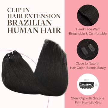 GOO GOO Clip in Hair Extensions Real Human Hair for Women