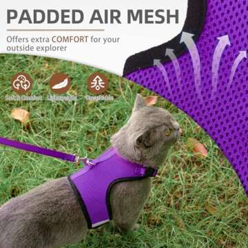PUPTECK Soft Mesh Cat Vest Harness and Leash Set Puppy Padded Pet Harnesses Escape Proof for Cats Sm...
