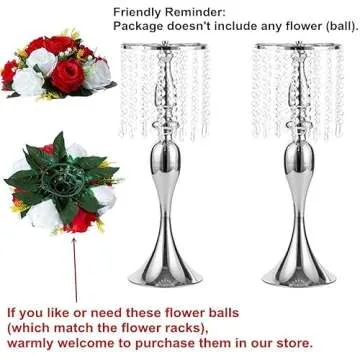 Set of 10 Metal Crystal Wedding Centerpiece Vases Silver Flower Arrangements Stand for Anniversary Dinner Party Home Decoration