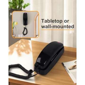 Mcheeta Wall Phone Design Landline Phone with Corded, Loud Volume, Flashing Light and Large Button, ...