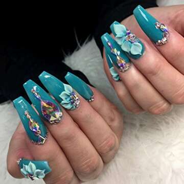 Tisslan 100pcs Crystal AB Foiled Pear Shape Flatback Rhinestone 3 Sizes Mix Nail Art Stones Decorations Jewels for DIY Supplies