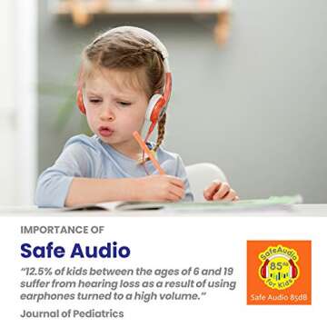 BuddyPhones Explore Foldable, Volume-Limiting Kids Headphones, Built-in Microphone, BuddyCable for Sharing, Perfect for iPad, iPhone, Fire, and Android, Orange