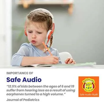BuddyPhones Explore Foldable, Volume-Limiting Kids Headphones, Built-in Microphone, BuddyCable for Sharing, Perfect for iPad, iPhone, Fire, and Android, Orange