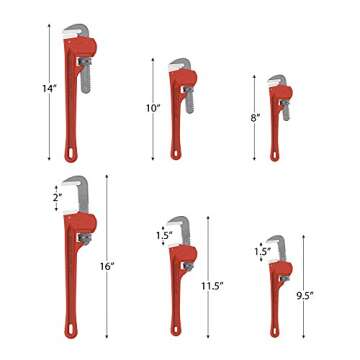 Stalwart - 75-HT3012 Plumbers Pipe Wrench, 3 Piece 14-Inch, 10-Inch, 8-Inch Set – Home Improvement...