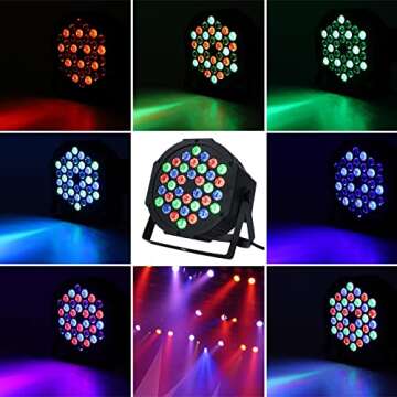 LUNSY Dj Lights, 2 Pack 36 LED Par Lights Stage Lights with Sound Activated Remote Control & DMX Con...
