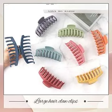Beauty.H.C 4.3 Inch Large Hair Claw Clips for Thin Thick Curly Hair Big Matte Hairclips Banana Strong Hold Jaw Clip Fashion Hair Accessories for Women and Girls (Nonslip, 8PCS)