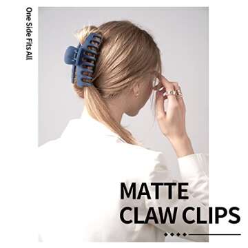 Beauty.H.C 4.3 Inch Large Hair Claw Clips for Thin Thick Curly Hair Big Matte Hairclips Banana Strong Hold Jaw Clip Fashion Hair Accessories for Women and Girls (Nonslip, 8PCS)