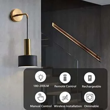 GYY KEFA Battery Operated Wall Lights Indoor with Remote,2 Pieces of Bedroom Bedside Chandelier Modern Minimalist LED Light Luxury Living Room Study Wall Lamp Porch Staircase Aisle Lamps