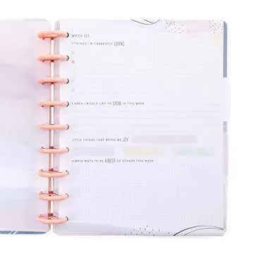 The Happy Planner Guided Journal -Wellness Warrior - Happy Heart Theme - Disc-Bound Notebook - 80 Sheets Dot Grid Filler Paper - 4 Dividers