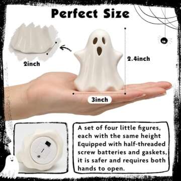 KORMMCO Cute Light Up Ceramic Ghost Decor for Halloween