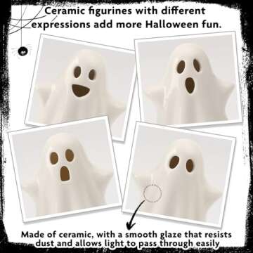 KORMMCO Cute Light Up Ceramic Ghost Decor for Halloween