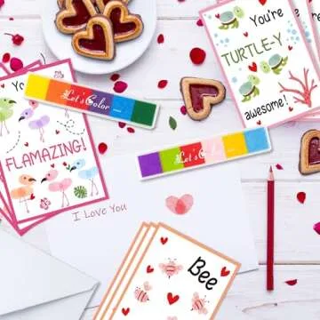 Haooryx Mother’s Day Greeting Cards - 48Pack Animal Fingerprint Mother’s Day DIY Make Your Own Thumbprint Greeting Cards Making Kits Envelop Mom Birthday Gift Wrapping School Art Activity Giftwrap