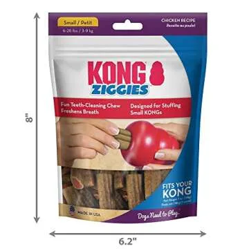 KONG - Ziggies - Teeth Cleaning Dog Treats Classic Rubber Toys - Chicken Flavor for Small Dogs (7 Ounce)