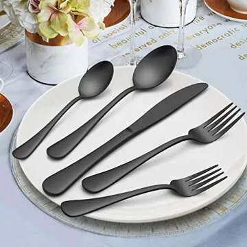 Homikit Elegant Matte Black Silverware Set for Eight