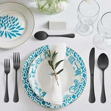 Homikit Elegant Matte Black Silverware Set for Eight