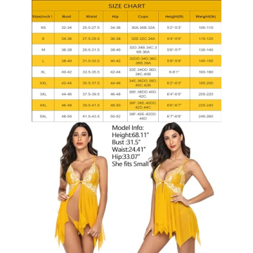 Avidlove Lace Babydoll Chemise Nightwear for Women in Yellow