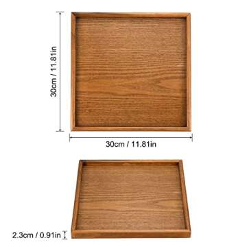 PATIKIL 12 Inch Wooden Serving Tray - Rustic Brown Platter for Home Decor