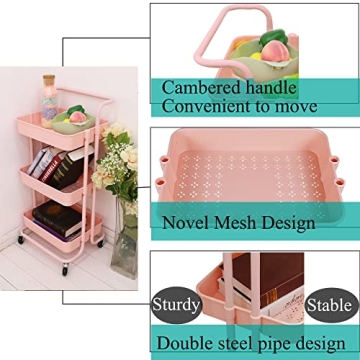 Lontenrea 3-Tier Multifunction Rolling Cart for Stylish Storage