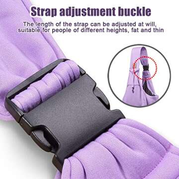 Tomkas Small Dog Sling Carrier - Zipper Pocket & Adjustable Strap & Zip Pocket - for 3-10 lbs Pets(Light Purple)