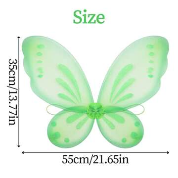 ZIRICHER Big Fairy Butterfly Wing for Girls,Butterfly Fairy Girls Wings Kids Costume Show Birthday Party Gift（Green）