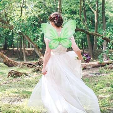 ZIRICHER Big Fairy Butterfly Wing for Girls,Butterfly Fairy Girls Wings Kids Costume Show Birthday Party Gift（Green）