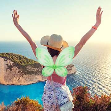 ZIRICHER Big Fairy Butterfly Wing for Girls,Butterfly Fairy Girls Wings Kids Costume Show Birthday Party Gift（Green）