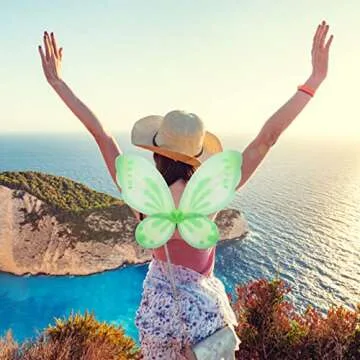 ZIRICHER Big Fairy Butterfly Wing for Girls,Butterfly Fairy Girls Wings Kids Costume Show Birthday Party Gift（Green）
