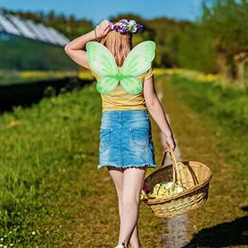 ZIRICHER Big Fairy Butterfly Wing for Girls,Butterfly Fairy Girls Wings Kids Costume Show Birthday Party Gift（Green）