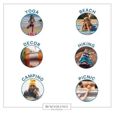 Benevolence LA Authentic Handwoven Mexican Blanket | Yoga Blankets, Outdoor, Picnic, Beach, Camping | Equestrian Saddle | Serape 50x70 inches - Sunshine, Pack of 1