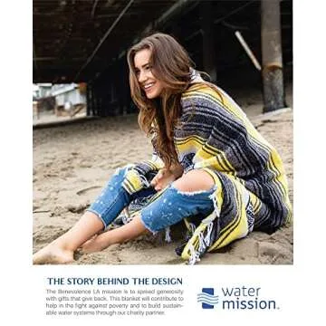 Benevolence LA Authentic Handwoven Mexican Blanket | Yoga Blankets, Outdoor, Picnic, Beach, Camping | Equestrian Saddle | Serape 50x70 inches - Sunshine, Pack of 1