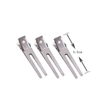 50 Pcs Double Prong Hair Clips Curl Clips 1.77 Inches Metal Alligator Hair Pins Styling Clips for Salon Hair Extensions