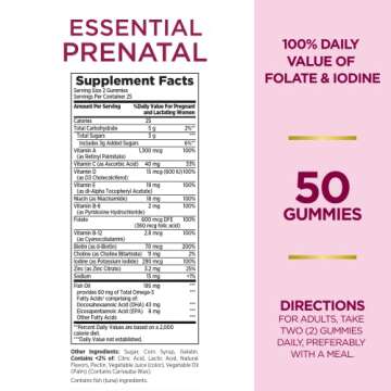 Nature's Bounty Essential Prenatal Gummies - 50-Count Omega-3 DHA & Folate
