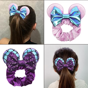 Stylish 4 Pcs Velvet Mouse Ears Scrunchies for All