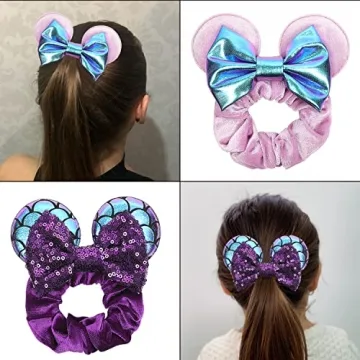 Stylish 4 Pcs Velvet Mouse Ears Scrunchies for All