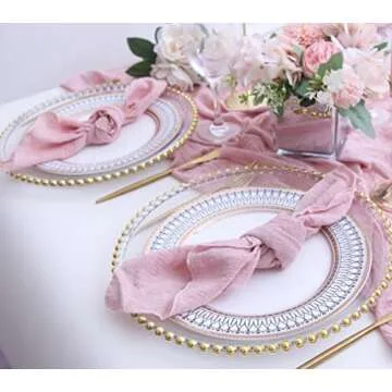 Dinner Cloth Napkins Set of 10,Gauze Napkins 100% Natural Soft Cotton,Washable Fall Cloth Napkins for Weddings Decorative Bridal Shower Family Everyday Use,40 * 40cm (16 * 16 inches),Dusty Pink