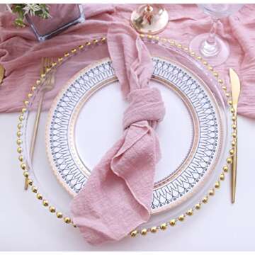 Dinner Cloth Napkins Set of 10,Gauze Napkins 100% Natural Soft Cotton,Washable Fall Cloth Napkins for Weddings Decorative Bridal Shower Family Everyday Use,40 * 40cm (16 * 16 inches),Dusty Pink