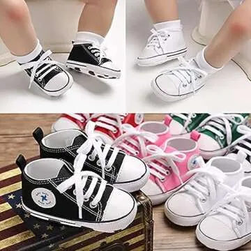 Baby Girls Boys Shoes Soft Anti-Slip Sole Newborn First Walkers Star High Top Canvas Denim Unisex In...